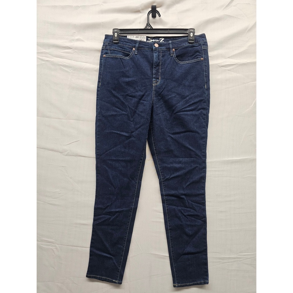 Seven7 Womens High Rise Skinny Jeans Blue Cotton Blend Casual Size 12